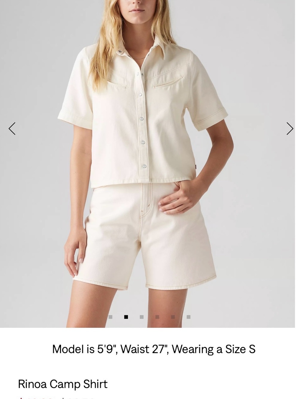 Levi's Cream Short-Sleeve Button-Front Camp Shirt